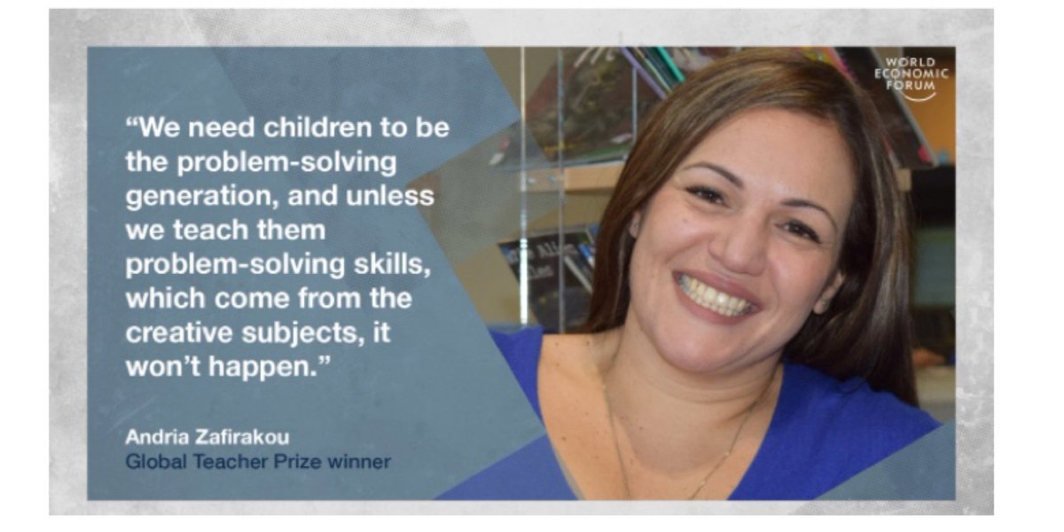 TheArtsParty's tweet photo. “It’s a very exciting time (...) But it also brings lots of problems with it. We need children to be the problem-solving generation, and unless we teach them problem-solving skills, which come from the creative subjects, it won’t happen.” #artsparty #Zafirakou #artmatters https://t.co/JTezYiujAC