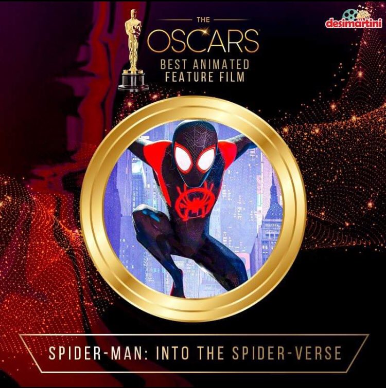 DMmovies's tweet photo. The Oscar for Best Animation Feature goes to Spider-man: Into The Spiderverse! #RodneyRothman #PhilLord #ChristopherMiller #BobPersochetti #PeterRamsey @Oscars2019Live_ @TheAcademy #Ocsars2019 https://t.co/e9gIzTvw4i