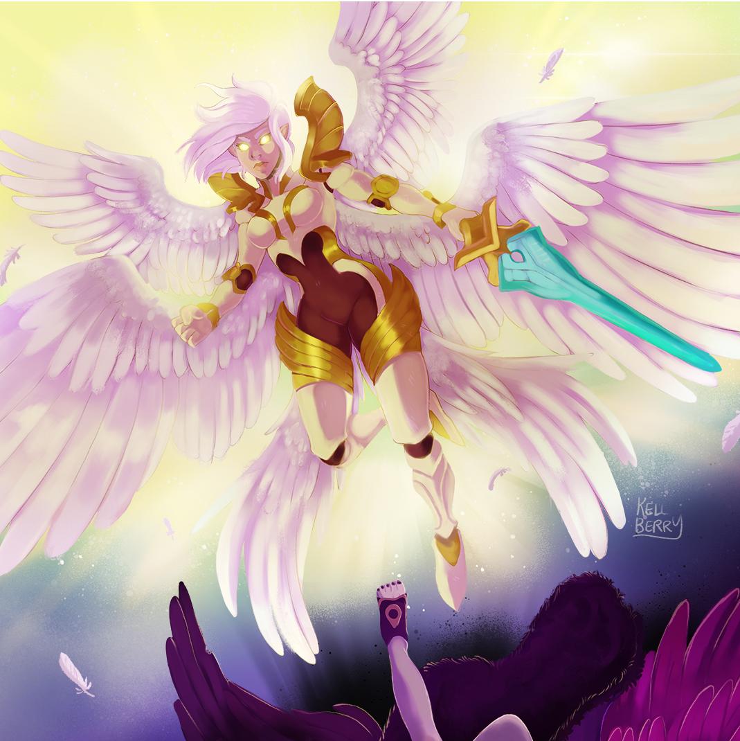kellberryart's tweet photo. "Why do we have wings if not to fly?" 
"Why do we have feet if not to tread upon the soil?
#leagueoflegends #lol #artistsontwitter #fanart #procreate #kellberryart https://t.co/H5SXZqxlO5