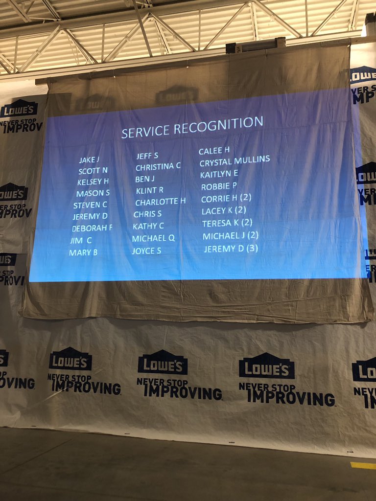 2773Lowes's tweet photo. Great all store meeting this morning at 2773!! Heard about the future of the company and handed out some service awards!! #GoodToGreat https://t.co/S0K8lhoZb7