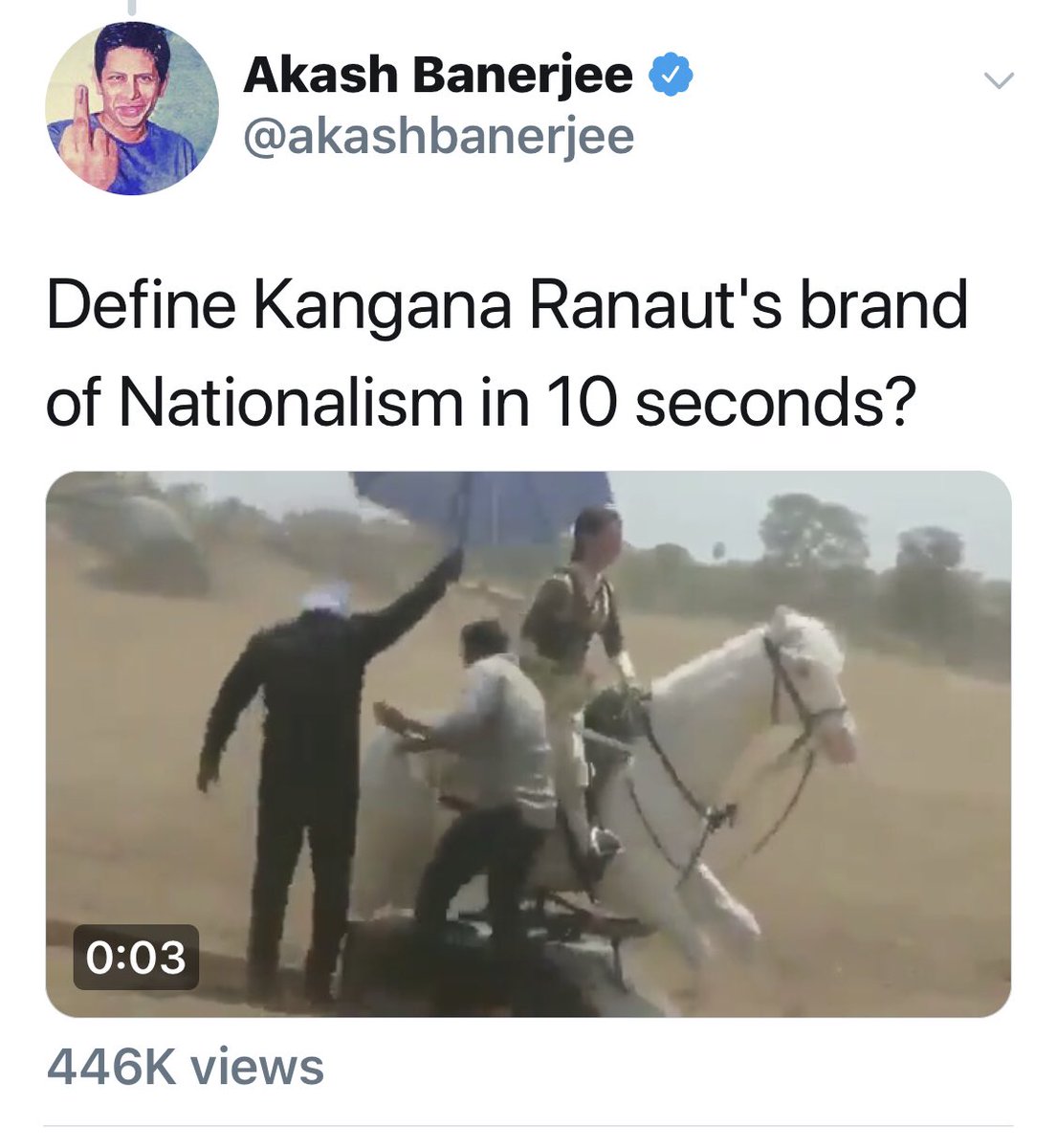 How much venom this man has against a self made actress #KanganaRanaut!! This is called ‘acting’ idiot. Actors all over the world do that. That is their job. She will be remembered for decades for her hard work in movies. While you got your fifteen minute fame by using her name.