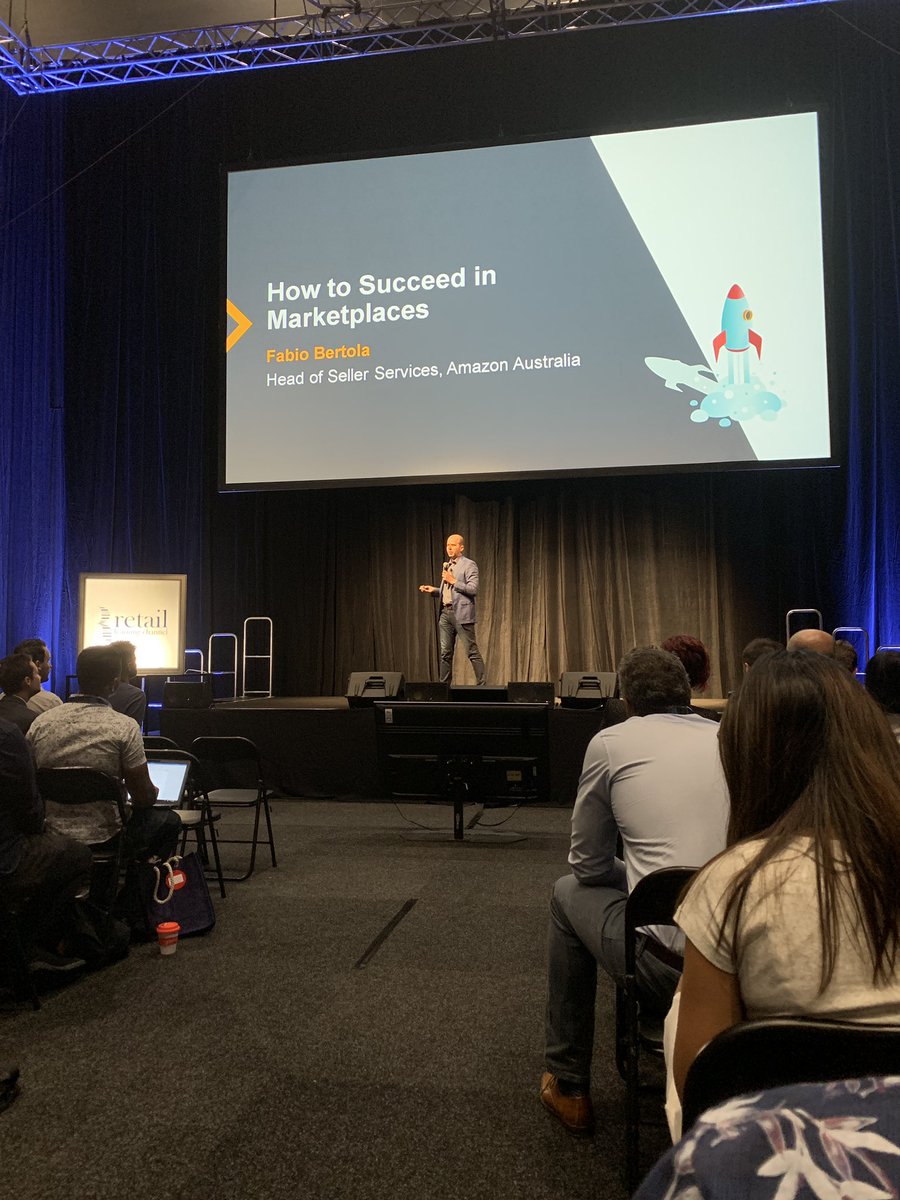 Fabio Bertola, Head of Seller Services <a href="/AmazonAustralia/">Amazon.com.au</a> is now talking about how to succeed on marketplaces. If you want to get your products easily onto Amazon and other marketplaces, come and have a chat with @channeladvisor at stand #34. <a href="/AkoladeRetail/">Retail Learning Channel</a> #NewRetail19