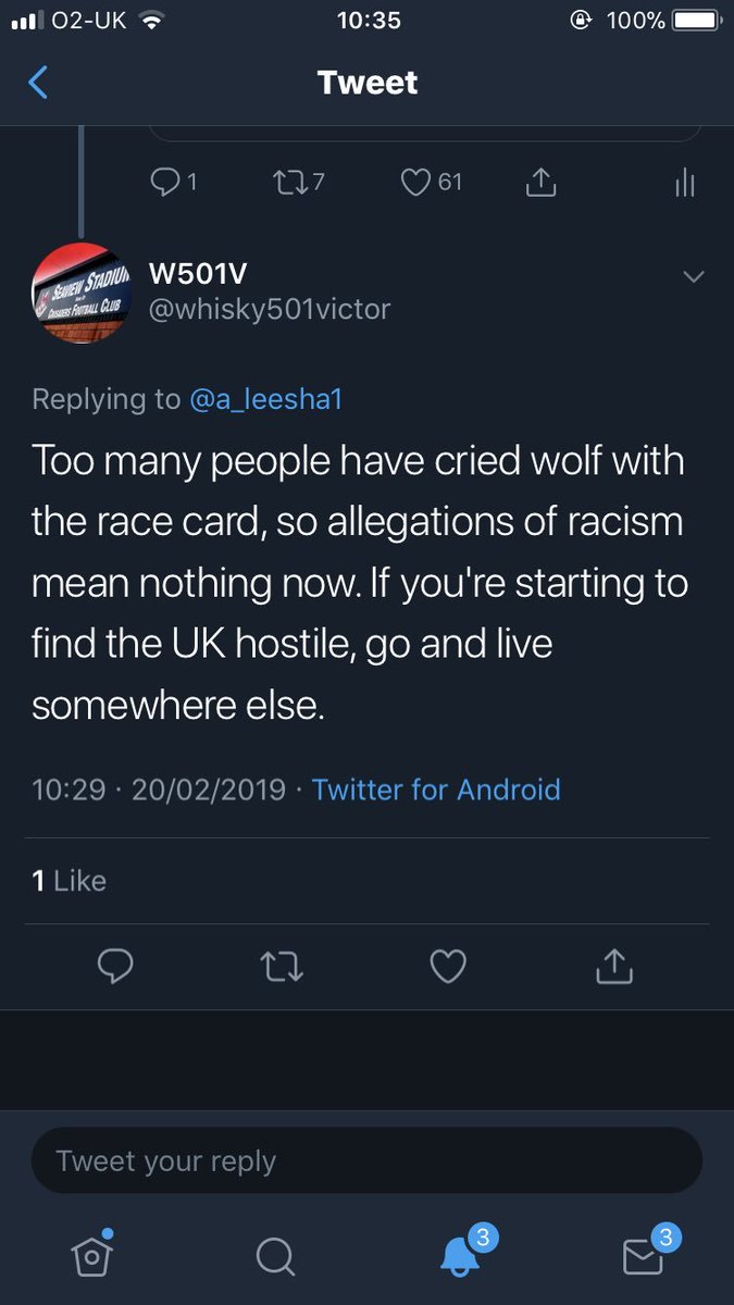 A “sad little victim” and “terrible human being” for getting racist abuse 