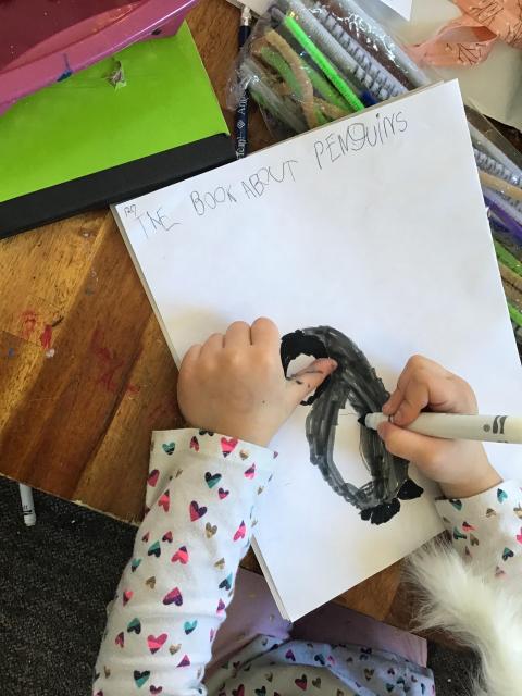 SchoolInnovate's tweet photo. Students are creating books to share what they've learned about penguins... along with individual 3D models and a large class collaborative art piece for their room! #TISValues #Peers https://t.co/wksdpCbYN2