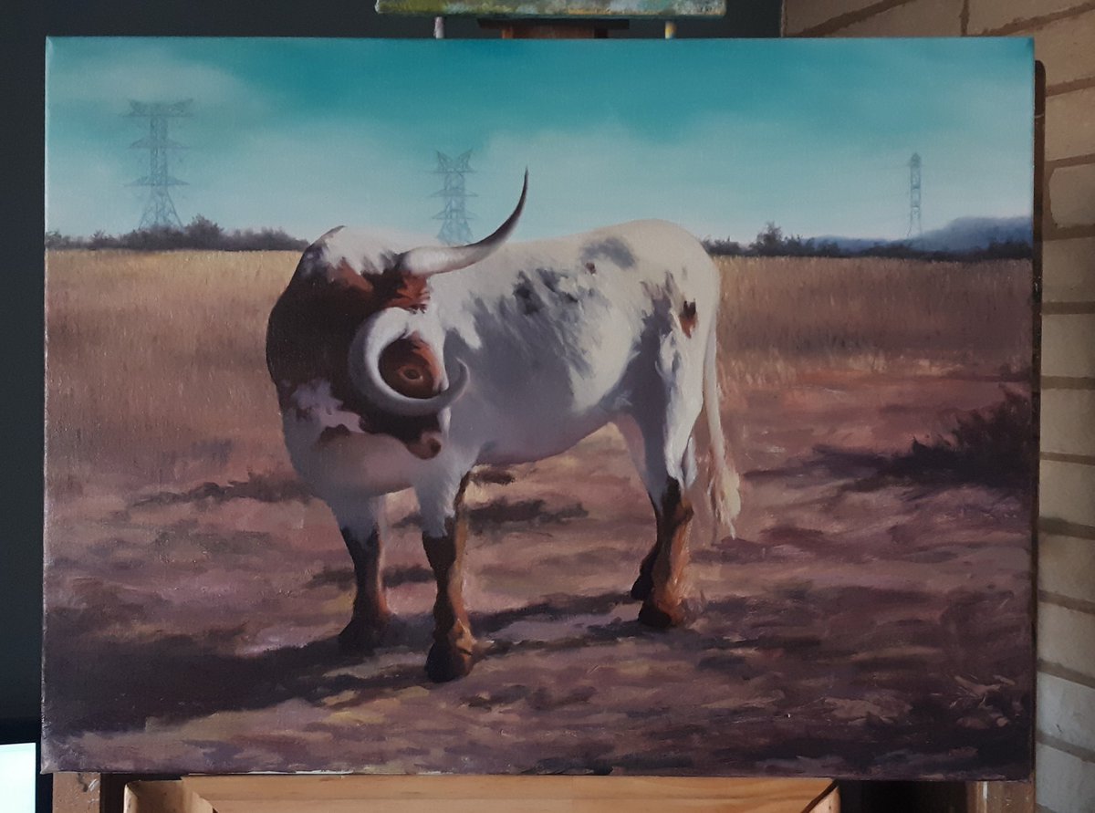 _MichaelSVieira's tweet photo. Day3,4 Another #FacebookLiveStream of me #OilPainting these #Longhorns with relaxing #Mozart music #SpurTX #DickensCounty #Texas #SouthWestern #WestTexas #Art #WIP Thanks for watching https://t.co/x6gLQsKbXB