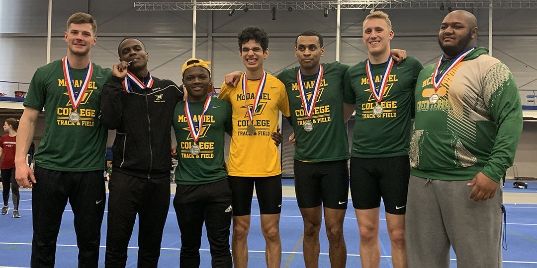 mcdanielsports's tweet photo. MTRK: McDaniel finishes sixth at CC Champs
The Green Terror took home four medals. Gavin Gibson led the way with a gold in the 800. Stambaugh (hept) and Emerson (shot) as well as the 4x200 grabbed silvers. Gibson and Stambaugh with new program records. #mcdmitf https://t.co/NSYOhY4LzR