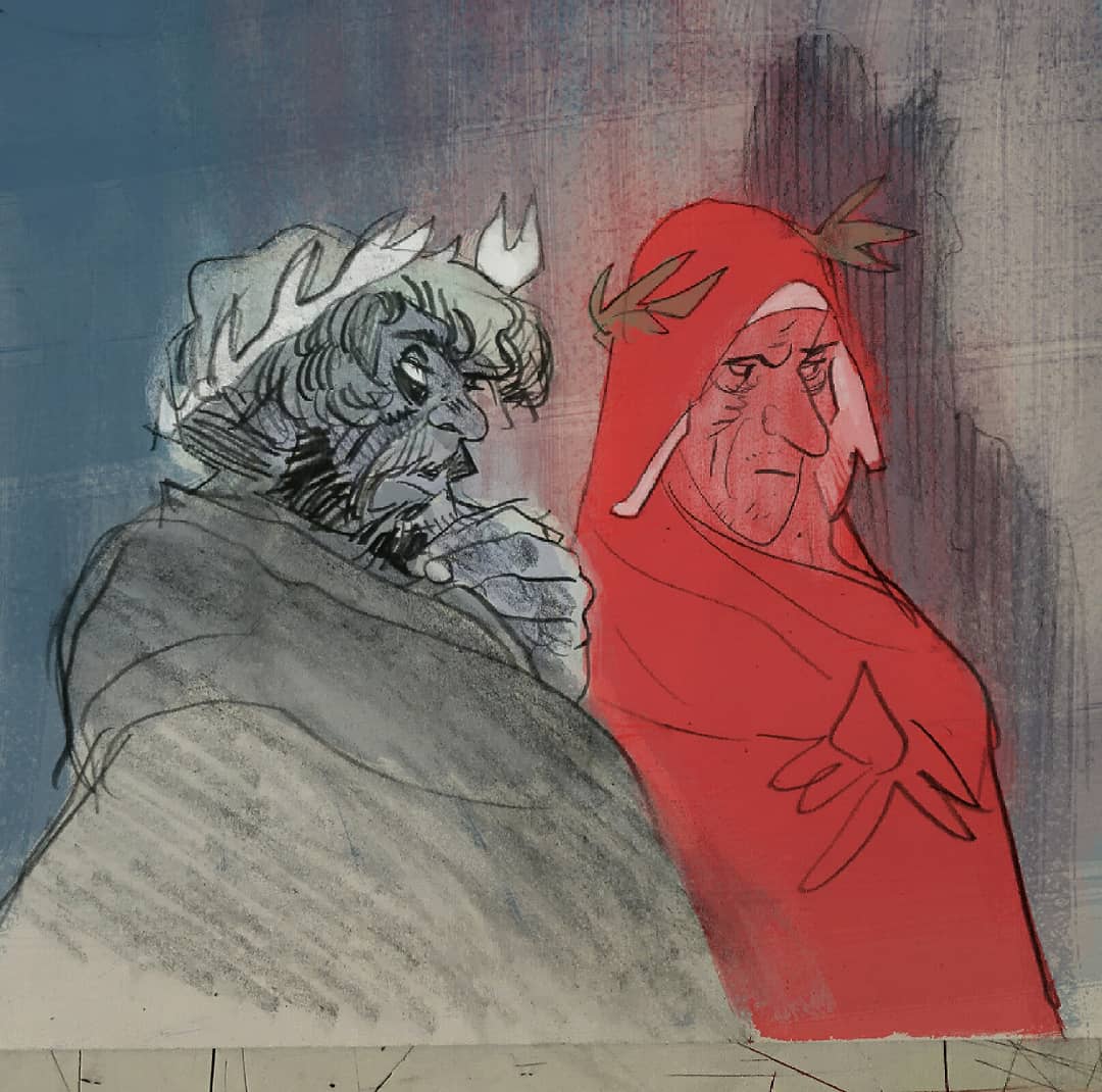 I did this quick Dante sketch and colored it just for fun shortly before starting Coda. It ended up serving as basis for the style. Always save those small fun drawings and have them in sight. You can easily wander away from where your hands wanna go. #artadvice 