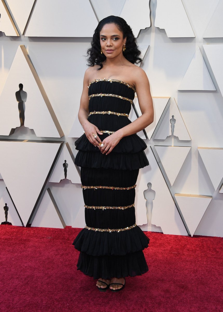 thefallrepublic's tweet photo. VogueRunway: .@TessaThompson_x hits the #Oscars red carpet. More arrivals here: https://t.co/dKEbH3tNyh https://t.co/vsO7g6mWZV