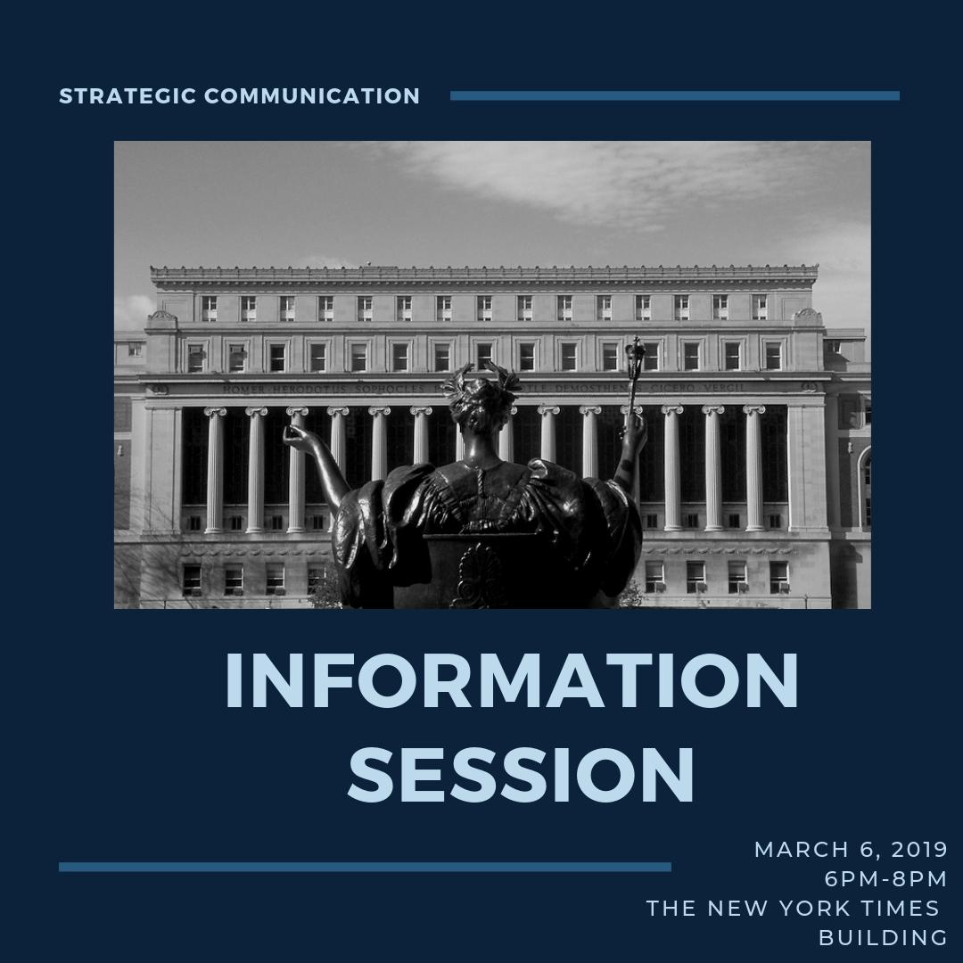 Meet us to discuss #ColumbiaStratComm programs, engage with faculty, seek admission help, network &amp; more on March 6. RSVP now: bit.ly/2NkkKAO
