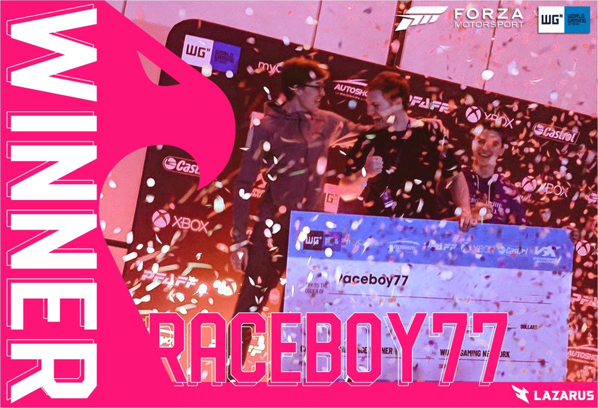 🏆 CONGRATULATIONS 🏆

#LZR <a href="/TheRaceboy77/">Raceboy77</a> is your #Pfaff <a href="/ForzaMotorsport/">Forza Motorsport</a> 7 Canadian Challenge, driven by <a href="/Castrol/">Castrol</a>, <a href="/WorldGaming/">Gaming World</a> CHAMPION

Canada’s #Lazarus Esports’ first racing win on Canadian soil &amp; won by Canadian driver Evan Thorogood, at the <a href="/torontoautoshow/">Toronto AutoShow</a>

#RaceTheNorth