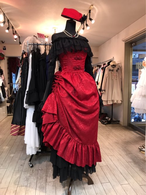 ATELIER PIERROT】 バッスルスカート ロング (White/Black） ゴシック