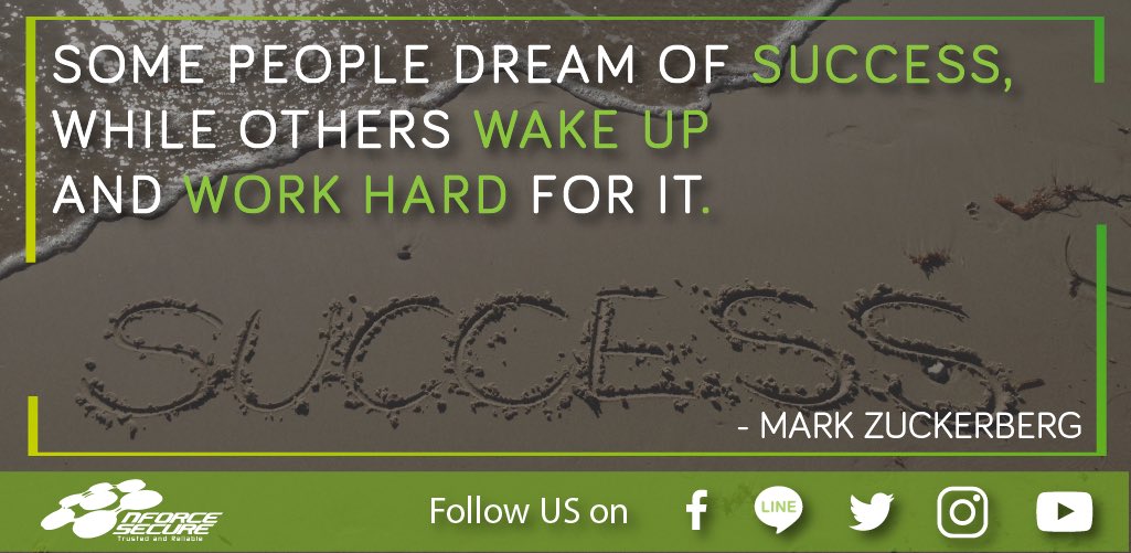 nForceSecure's tweet photo. SOME PEOPLE DREAM OF SUCCESS,
WHILE OTHERS WAKE UP
AND WORK HARD FOR IT.

#cybersecurity #cyberawareness #cyberattack #cybercrime #nForceSecure #MondayQuote #ITThailand #ITDistributor #ThaiITDistributor #เราคือร้อยเปอร์เซ็นต์ไอทีดิสตริบิวเตอร์สัญชาติไทย #nForce2019AltitudeShift https://t.co/EgGxnWU5wv