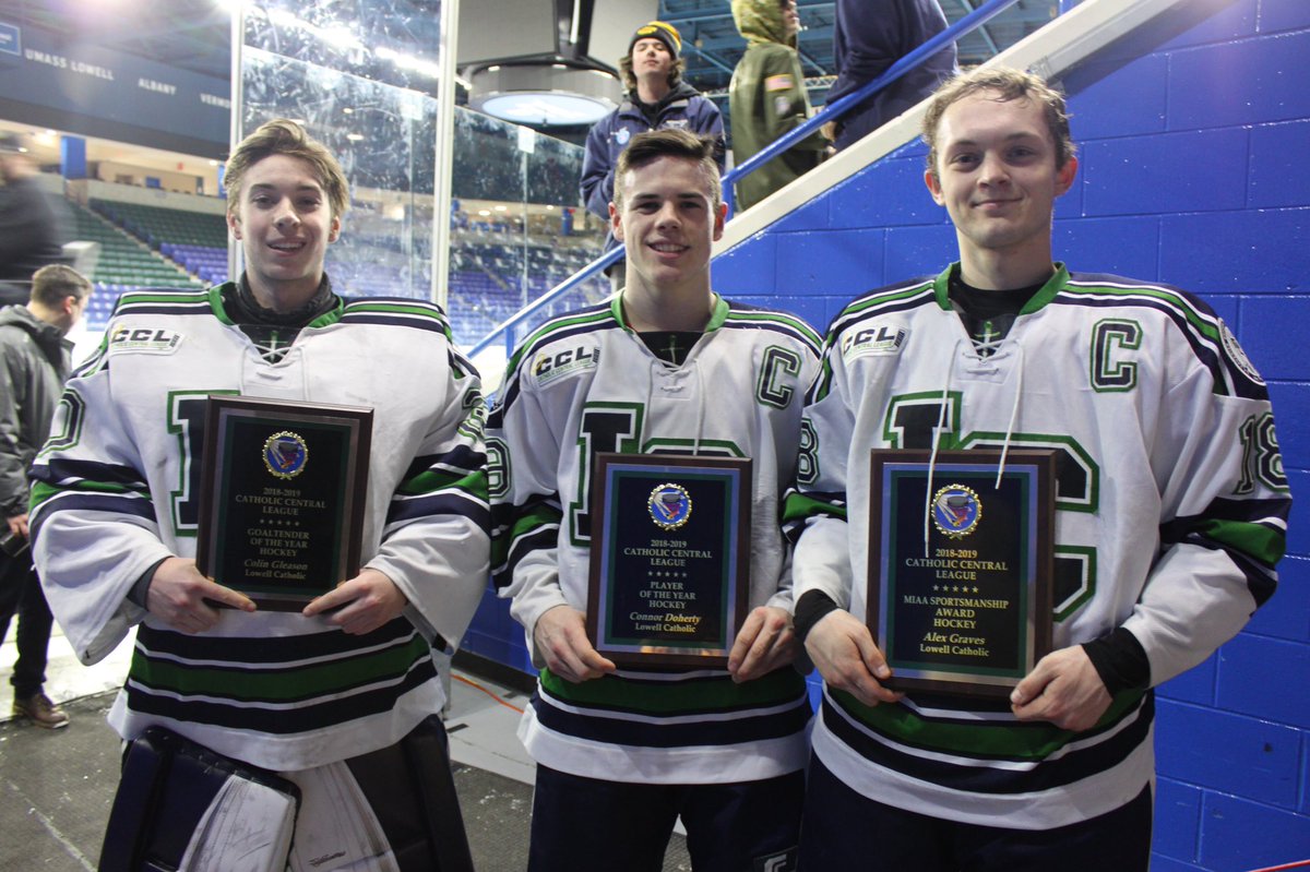 A huge congrats to these three guys. Colin Gleason with CCL goaltender of the year, Connor Doherty CCL Player of the year, and Alex Graves with the CCL Sportsmanship award.