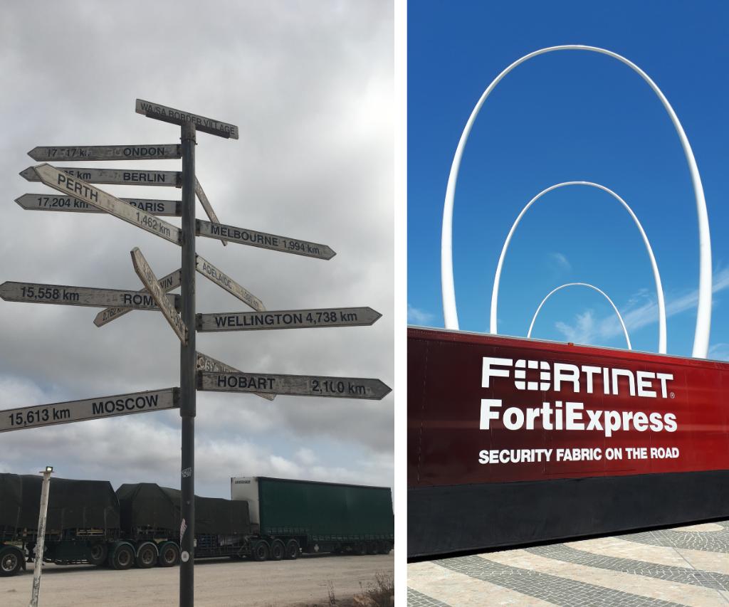 FortinetANZ's tweet photo. All the way from Sydney, the #FortiExpress has made it to Perth! Stationed at Elizabeth Quay for the week, we'll be making the most of this glorious, sunny weather and hosting several #cybersecurity related presentations. #Fortinet #FortinetANZ https://t.co/IWU2mLysrq