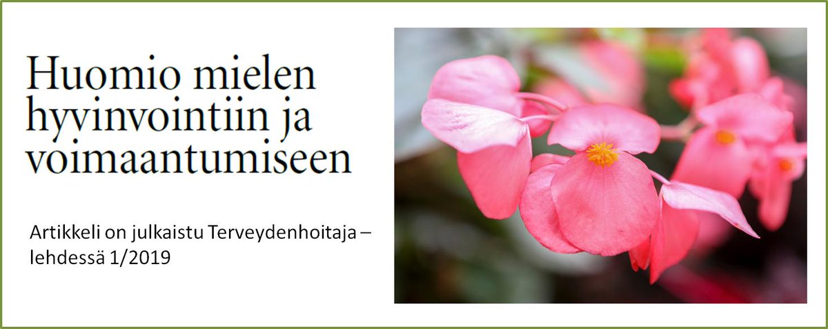 Myönteiset tunteet tekevät monipuolisesti hyvää ja niihin kannattaa suunnata huomiota tietoisesti #mielenhyvinvointi . Voimaantumista vahvistava ohjauksen avaintekijä on puolestaan läsnäoleva kohtaamisen taito.  bit.ly/artikkeli_th_l… #hyvävanhuus #hyvinvointi #voimaantuminen