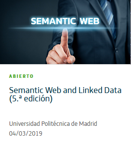OAD_UPM's tweet photo. Dentro de una semana comienza el #MOOC #SemanticWeb and #LinkedData de @La_UPM. Es la 5ª edición de este curso y puedes seguirlo en la web de @miriadax de manera totalmente gratuita. 
Inscríbete en https://t.co/gI1pCu8njk
#somosUPM https://t.co/aecdQhNK1O