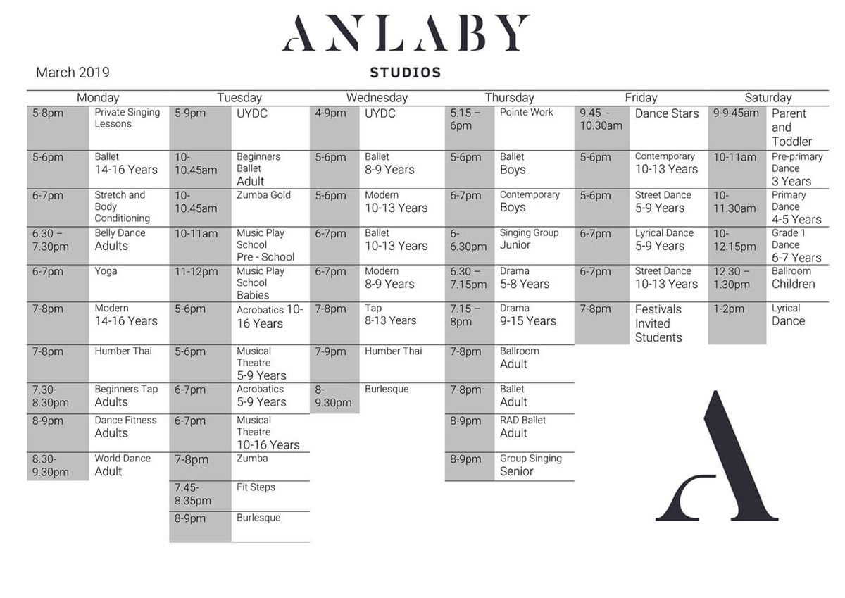 Timetable March 2019 ⭐