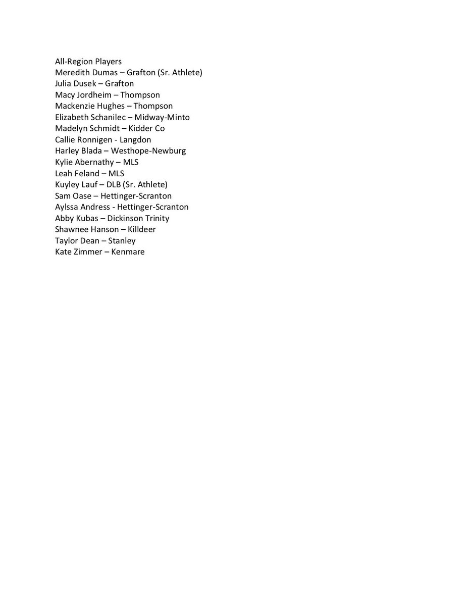 ndattack's tweet photo. We'd like to give a shout out to all the ND Attack girls that were named to the all-region teams across the state last week. https://t.co/i6ojDpbjlD