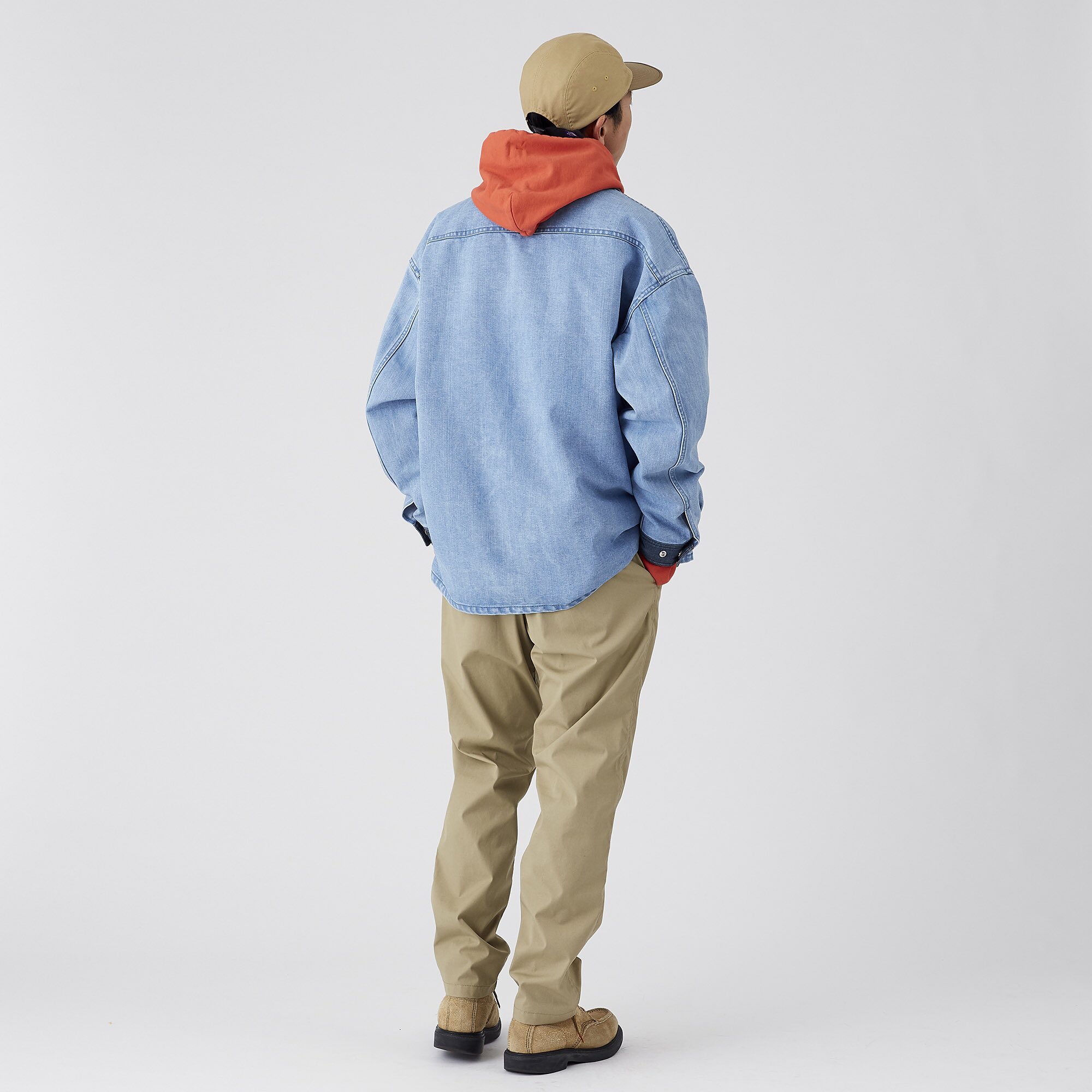 the north face purple label broken twill denim shirt jacket