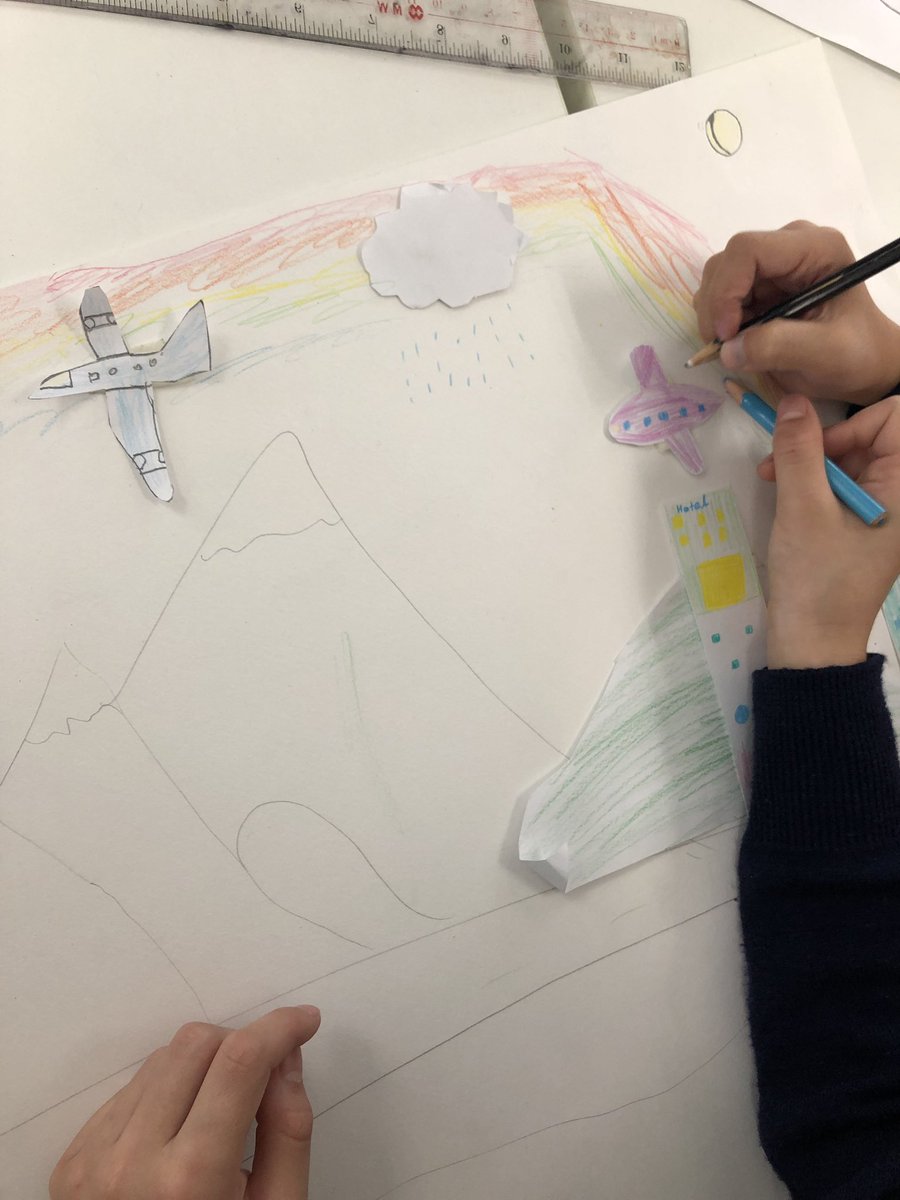HannahShack_Art's tweet photo. Grade 2 are team planning for a cityscape painting of Hong Kong. They are making decisions together and learning how to collaborate, “we couldn’t decide on rainy or sunny weather so we are making a rainbow instead” #aisart #elementaryart #cityplanning https://t.co/OPTg2iOA5U