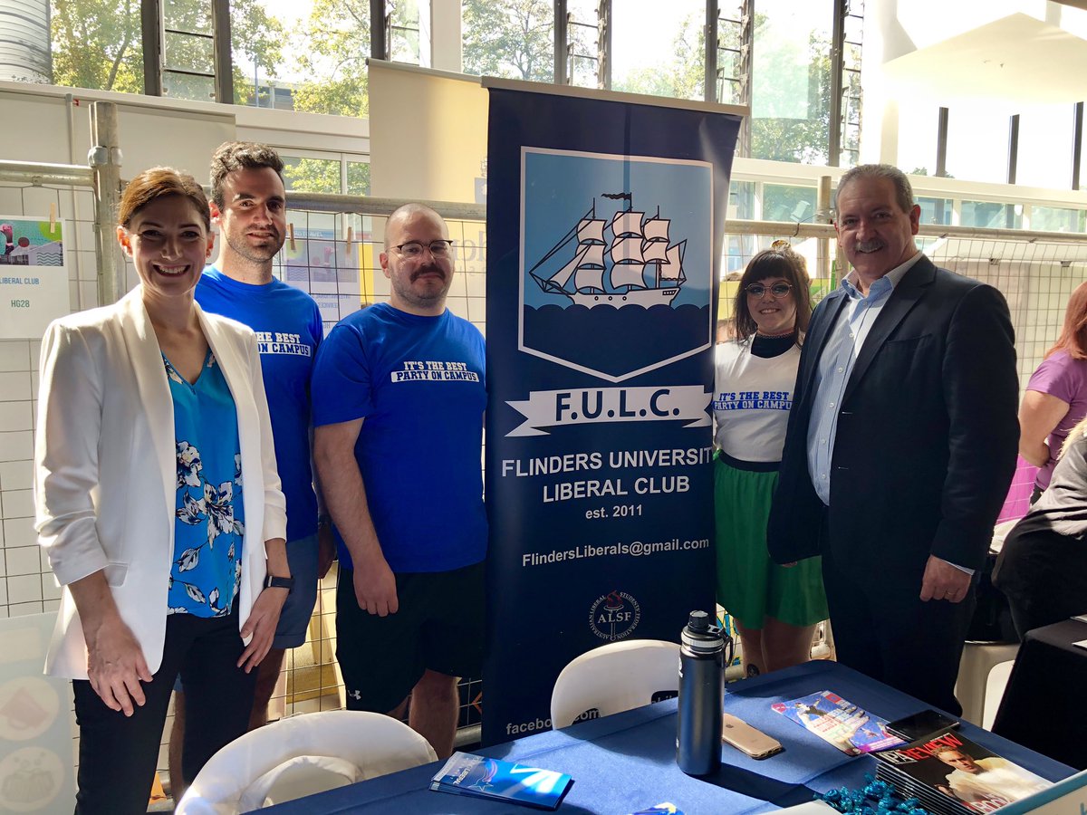 NicolleFlint's tweet photo. Great to be back at @Flinders this morning with my colleague @SteveMurrayAU, Member for Davenport, for O Week with the Flinders Uni Liberal Club! https://t.co/fbIcwG4Htd