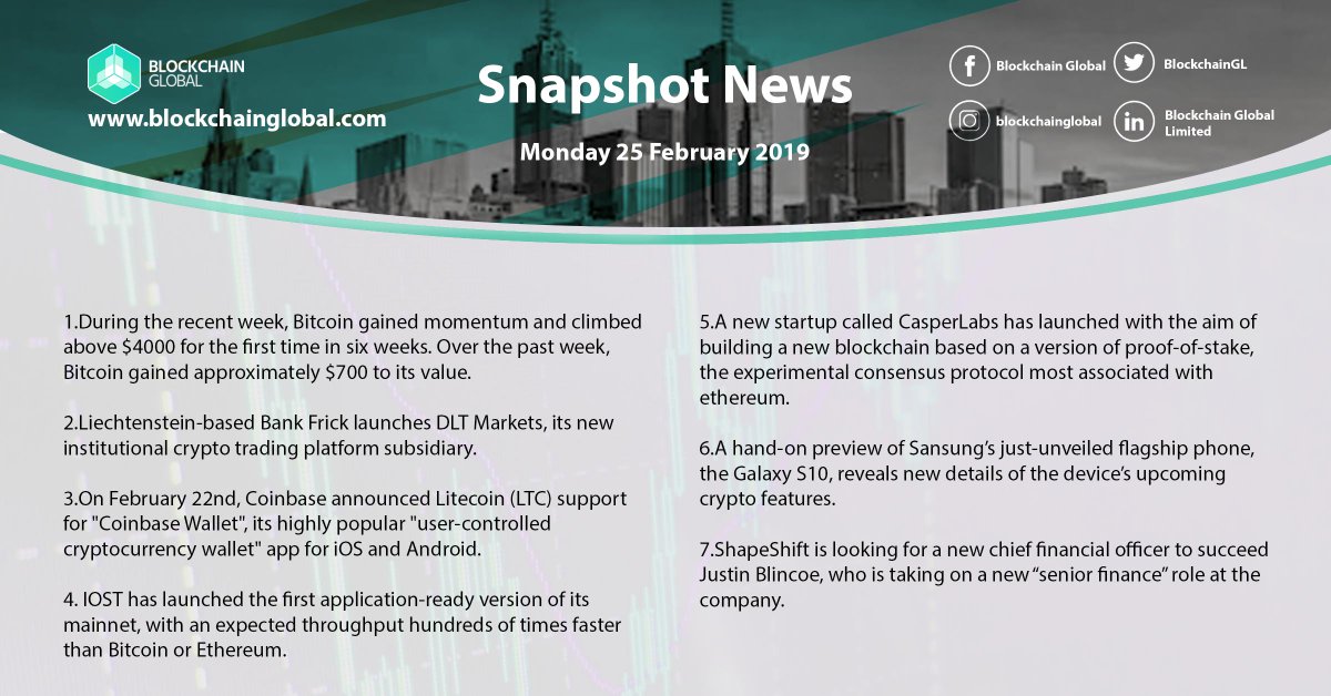 BlockchainGL's tweet photo. How are you this Monday? Want to catch up the news in the #blockchain market overnight? Leave your comments below on your perspective about the market.
Hit the FOLLOW button!!
#crypto #IOST #Coinbase #Litecoin #Samsung https://t.co/BXM96ePqt5