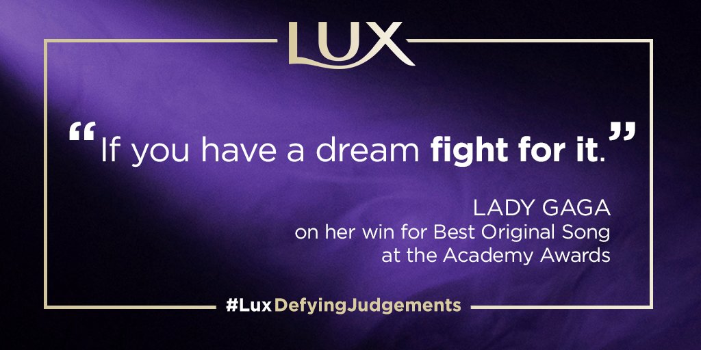 Lux_Global's tweet photo. 'Having a dream is easy, but making it come alive is hard.' Congratulations @ladygaga for staying true to your beliefs and letting your inner beauty shine through at @TheAcademy Awards. #LUXDefyingJudgements #Oscar2019 #Oscars https://t.co/IBlWMEeVHF
