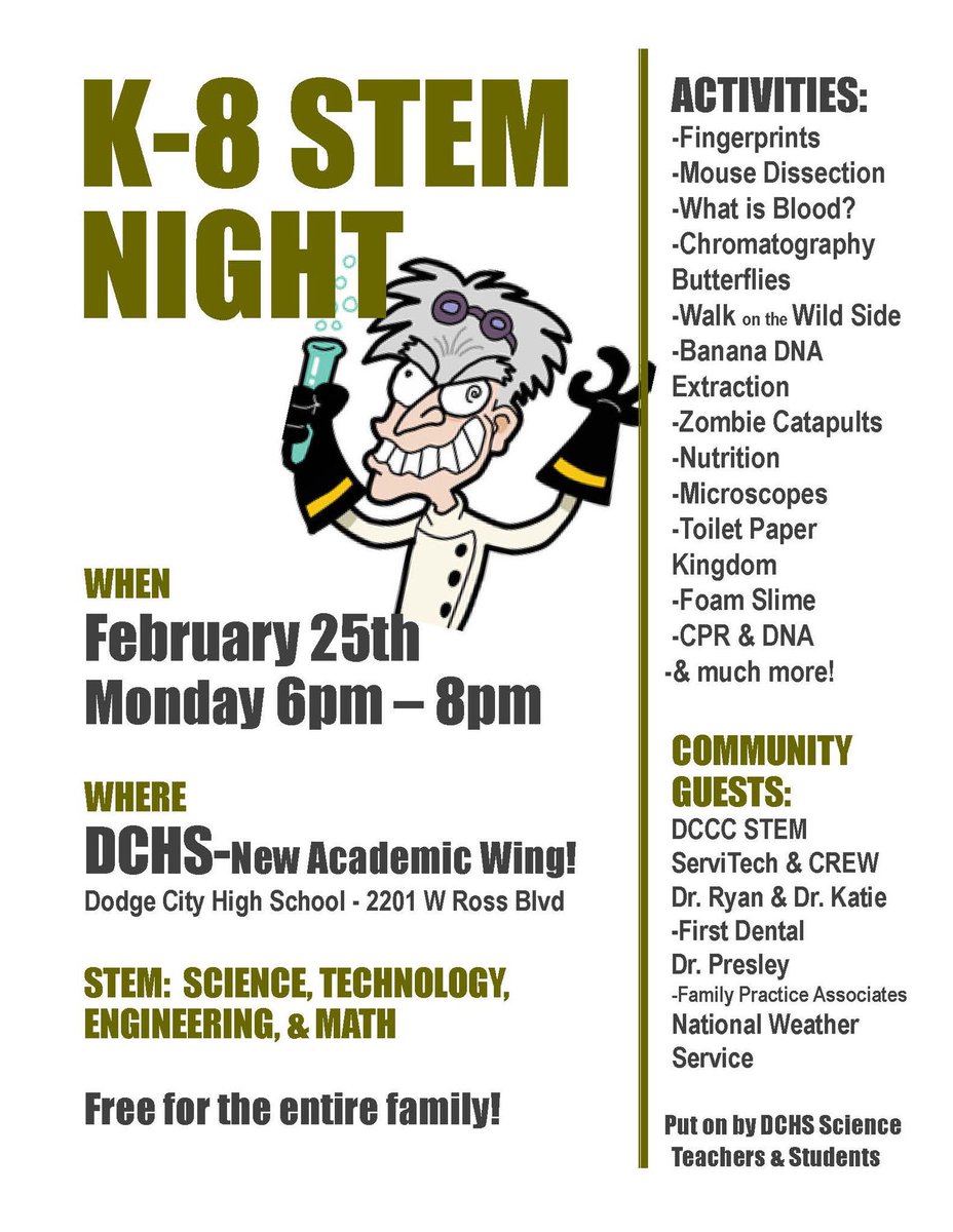 Lizbolmer's tweet photo. Blood, Dissections, Vomiting Volcanoes, DC3 STEM, Slime, Zombie Catapults! Get ready for tomorrow night! 6-8pm DCHS New Wing https://t.co/vgzOWBUb3j