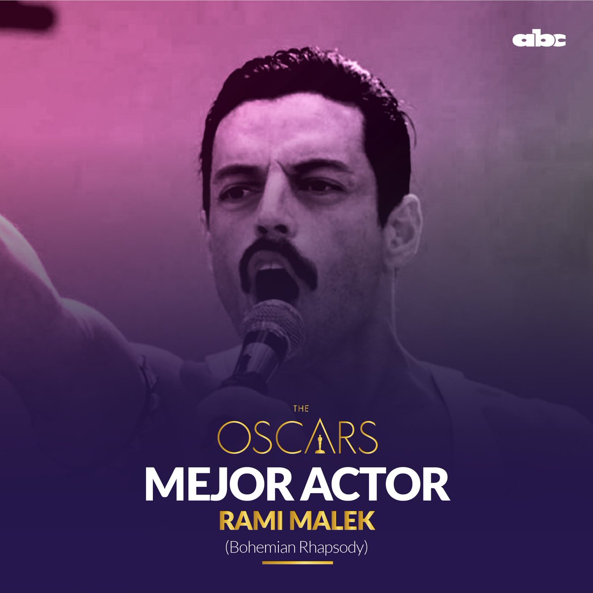Romance985's tweet photo. #Oscars: Rami Malek se lleva el premio al Mejor Actor por "Bohemian Rhapsody". https://t.co/fajDyBr2fl