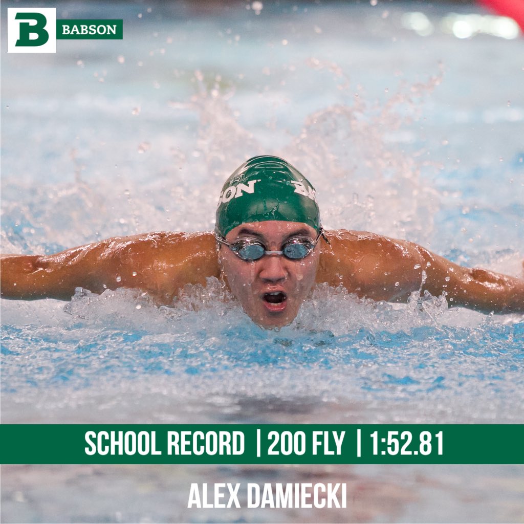 BabsonSwimDive's tweet photo. 🚨SCHOOL RECORD ALERT🚨
Alex Damiecki breaks the oldest school record on the board, the 200 Butterfly. He snaps this thirty year old record in a time of 1:52.81! This is the second school record he has broken this meet! #BuildTheEngine #MakeWake https://t.co/J48NBN9UPj