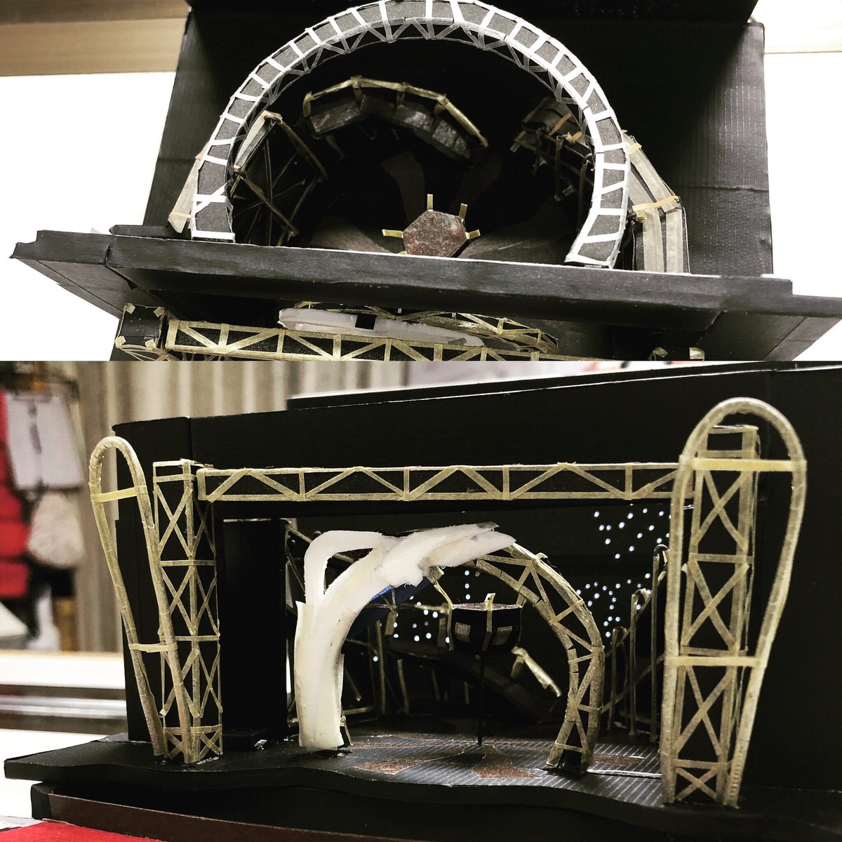 石丸幹二 ラブネバーダイ 昨日の 斉藤博之 さんの作品をもう一つ 舞台セット立体模型 写真は上から見たもの と正面から 背景からあかりを当ててイルミネーションも見えるように 凝ってます 力作です 私はあと2回 本日 市村チーム千穐楽 石丸幹二