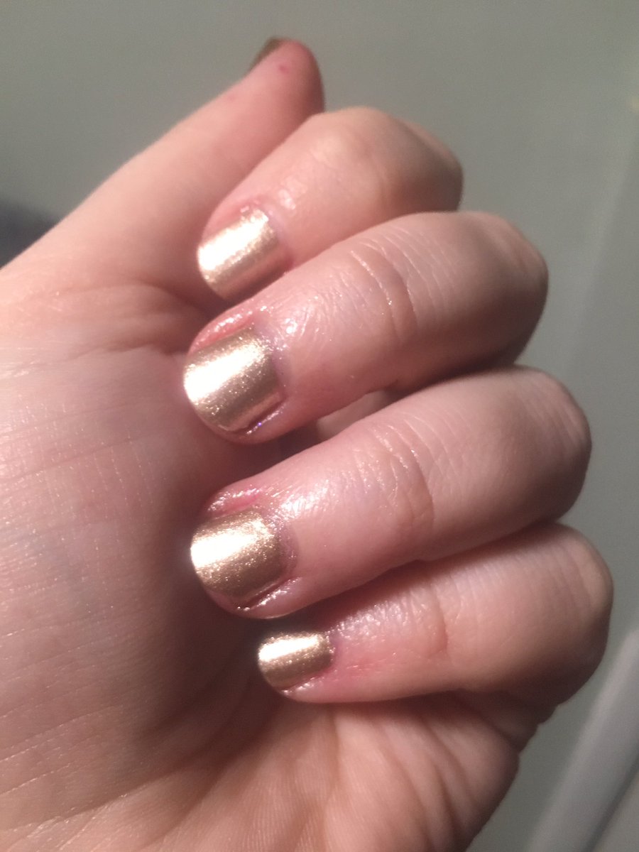 if you paint your nails with metallic shimmery colors it’s more difficult to tell it’s actually a terrible paint job (but you can still tell they’re stained pink from the color you took off before this one ¯\\_(ツ)_/¯)