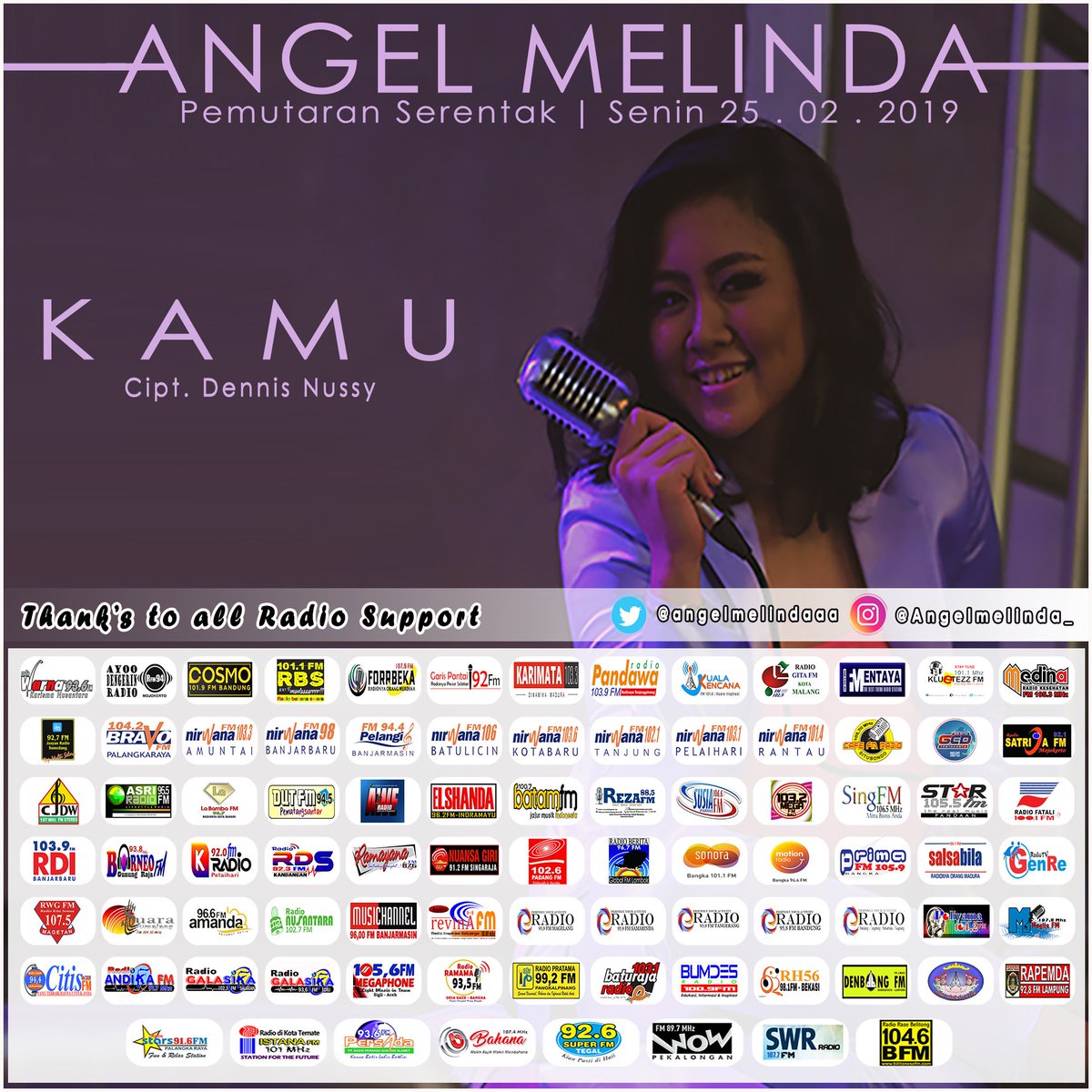 RadioIstanaBlt's tweet photo. Dengerin 📻 @KualaKencanaFM hari ini #PemutaranPerdana ⏲️ 11.15 WIB 👉 @angelmelindaaa - Kamu 👈 CC #AMProduction @HendraDutt #KAMUANGELMELINDA https://t.co/DJL7hwb9n0