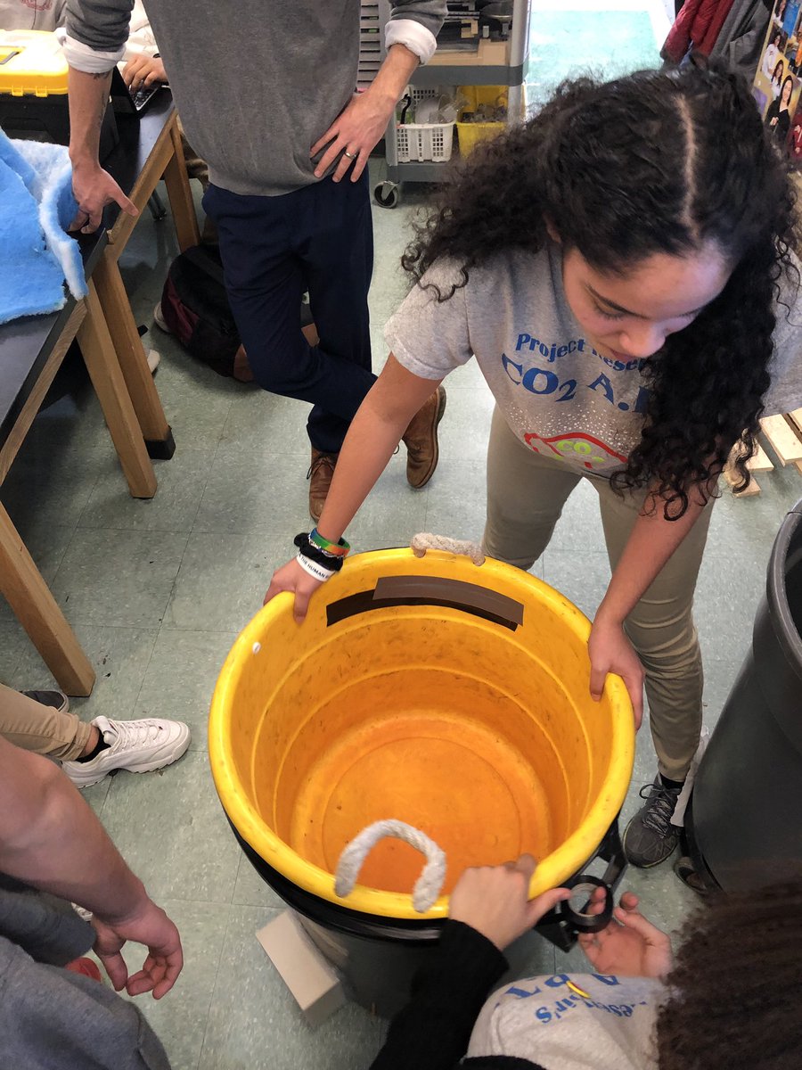 co2apt's tweet photo. We put the media in our C.D.A.P.T! Now we have to seal it as well as other important things. The C.D.A.P.T needs to be worked on a little and soon it will be running outside of our school! #projectreservoir #cleanair #airfiltration #co2apt #3dprinting #hardwork #projectreservoir https://t.co/FJKV5B5beh