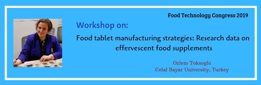 FoodTech2019's tweet photo. Workshop on #Food tablet manufacturing strategies: Research data on #effervescent #food_supplements by Ozlem Tokusoglu, Celal Bayar University, Turkey
#Food Technology Congress 2019
#April 08-09, 2019
#Abudhabi #UAE

For more details: https://t.co/GQmCcYosf8 https://t.co/LpwHokRm0S