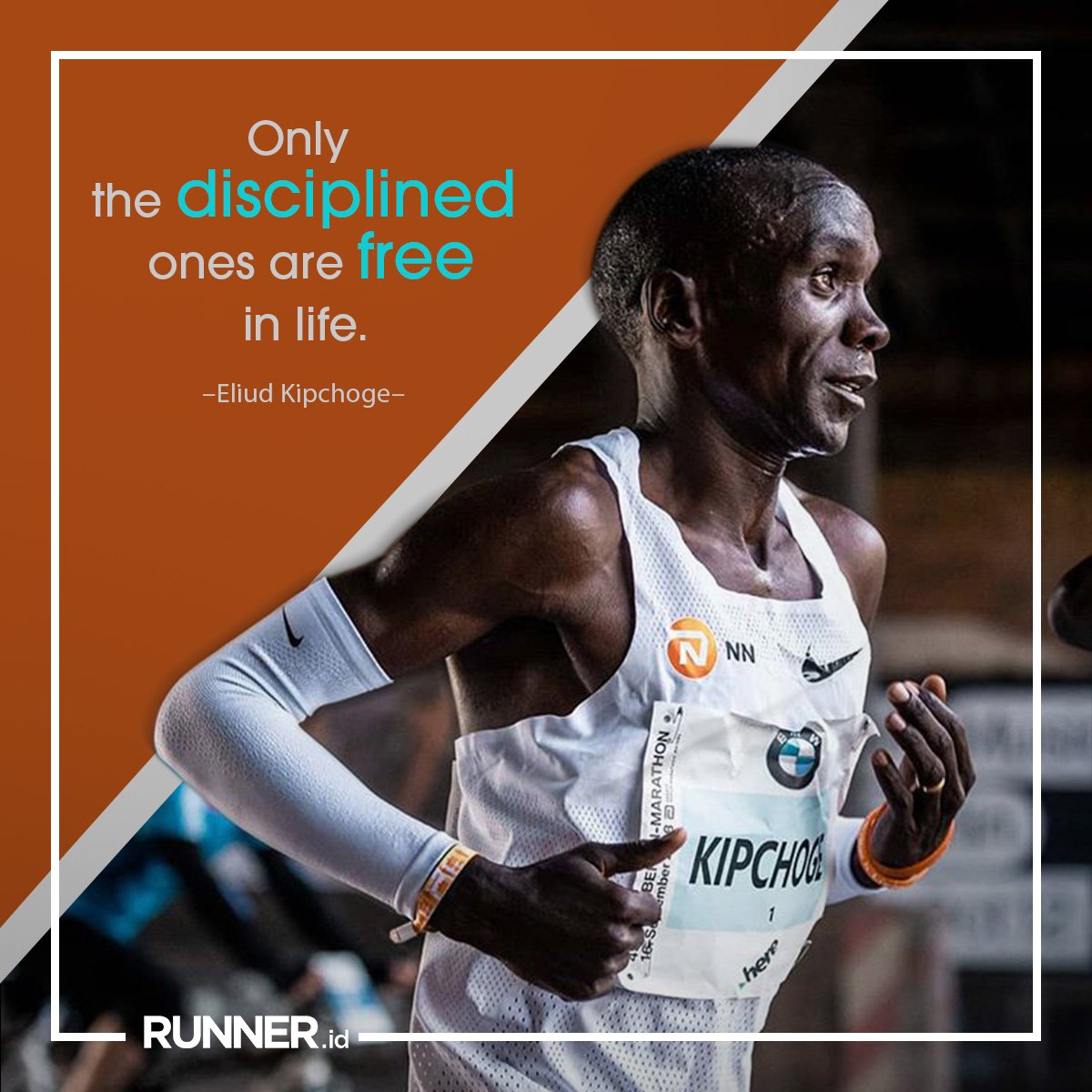 PlanetSportsRun's tweet image. Only the disciplined ones are free in life. If you are undisciplined, you are a slave to your emotions and your passions. That’s a fact. [Eliud Kipchoge]
.
Setuju runner? Yuk RT atau mention temenmu yang butuh dorongan motivasi. Happy Monday! Cr: NN Running Team #RUNNERid