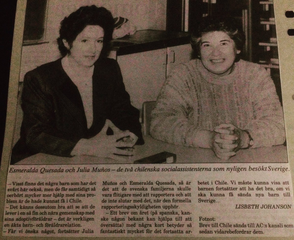 These #Chilean social assistants worked for Swedish #adoption agency #Adoptionscentrum The photo is from 1986 when they were invited to #Sweden by the agency. Today they are in the Chilean crime investigation 1044-2018 #illegaladoption #chileadoption #trafficking #humanrights