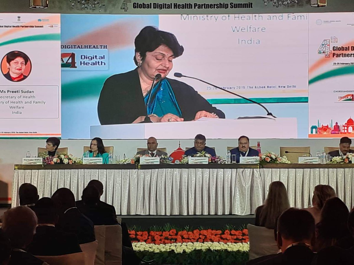During the 4th Global Digital Health Partnership Summit, Secretary of Health, Ms Preeti Sudan highlights how #India is committed to ensuring #HealthForAll through a sound policy enabled environment for digital health. 
#GDHP #DigitalIndia #India4DigitalHealth