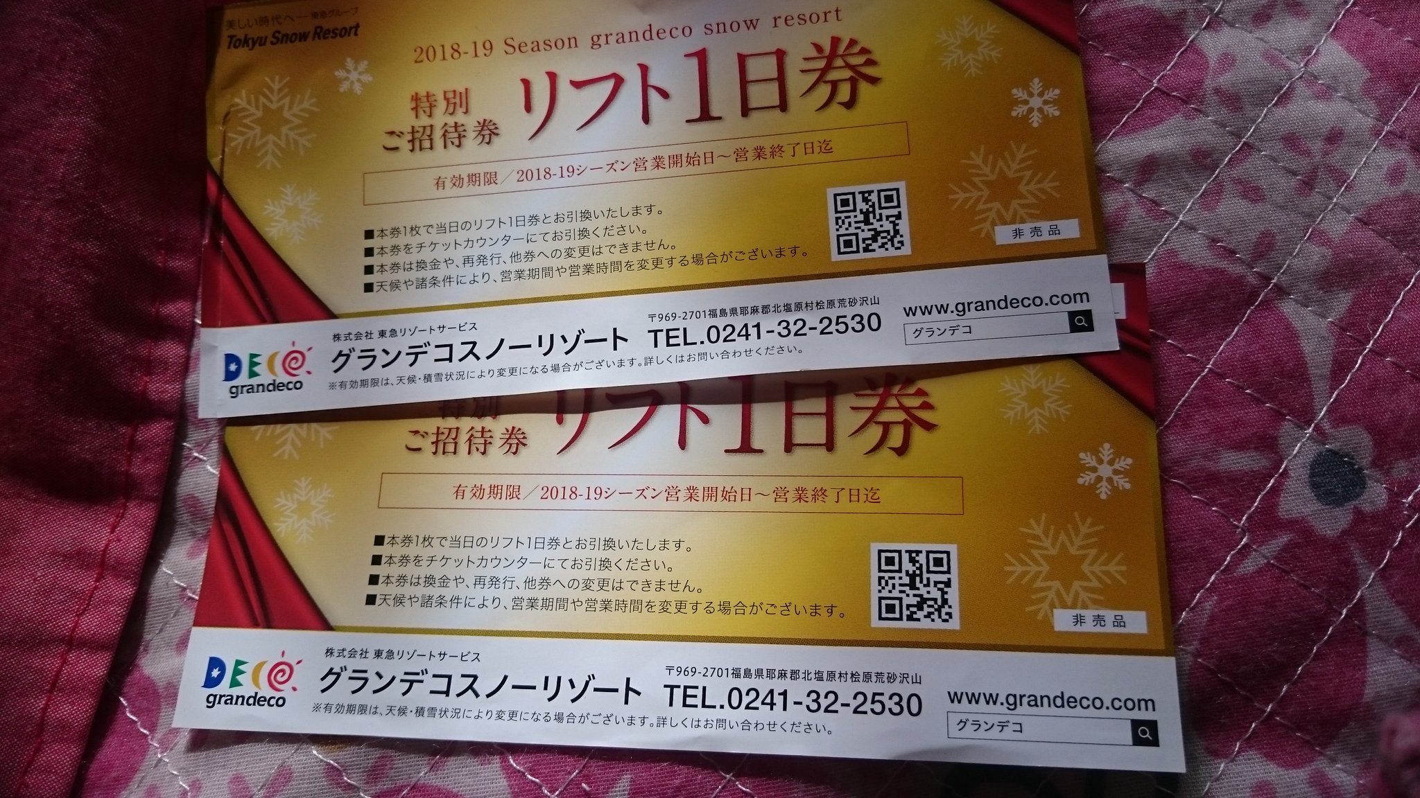 グランデコスノーリゾート リフト1日引換券 めずらしい