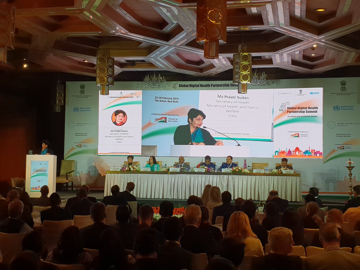 Ms Preeti Sudan, Health Secretary, <a href="/MoHFW_INDIA/">Ministry of Health</a> discussing the importance of international collaborations to achieve the #SDGs  <a href="/AuDigitalHealth/">Digital Health AU</a> #GDHPINDIA2019 <a href="/NHPINDIA/">National Health Portal</a>