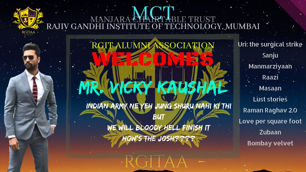 alumni_rgit's tweet image. Watch the Journey of Vicky Kaushal with RGIT Alumini Association from TEARING UP HIS JOB LETTER TO SIGNING UP FOR A MOVIE!!!🙌🙌🙌 @vickykaushal09

#VickyKaushal #howsthejosh #URI #Bollywood #UriTheSurgicalStrike #VickyKaushalLive #Live