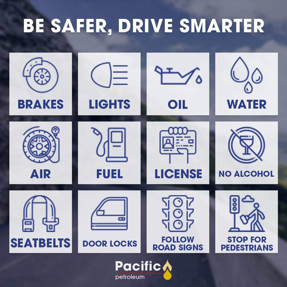 Pacific_Petrol's tweet photo. For your safety, here's a your safe driving checklist.
#SafeDriving #DriveSmarter #PacificPetroleum https://t.co/mMpLOgKdYl