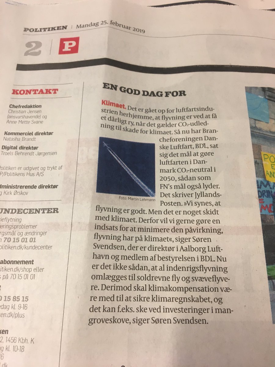 MisvSvane's tweet photo. ⁦en god dag for klimaet siger ⁦@politiken⁩ fin modtagelse af klimaplan for ⁦@BDLuftfart⁩ #dkpol #dktrp #dkbiz  ⁦@SAS⁩ ⁦@CPHAirports⁩ ⁦@ditCPH⁩ ⁦@GreaterCph⁩ https://t.co/YAInLDlZye