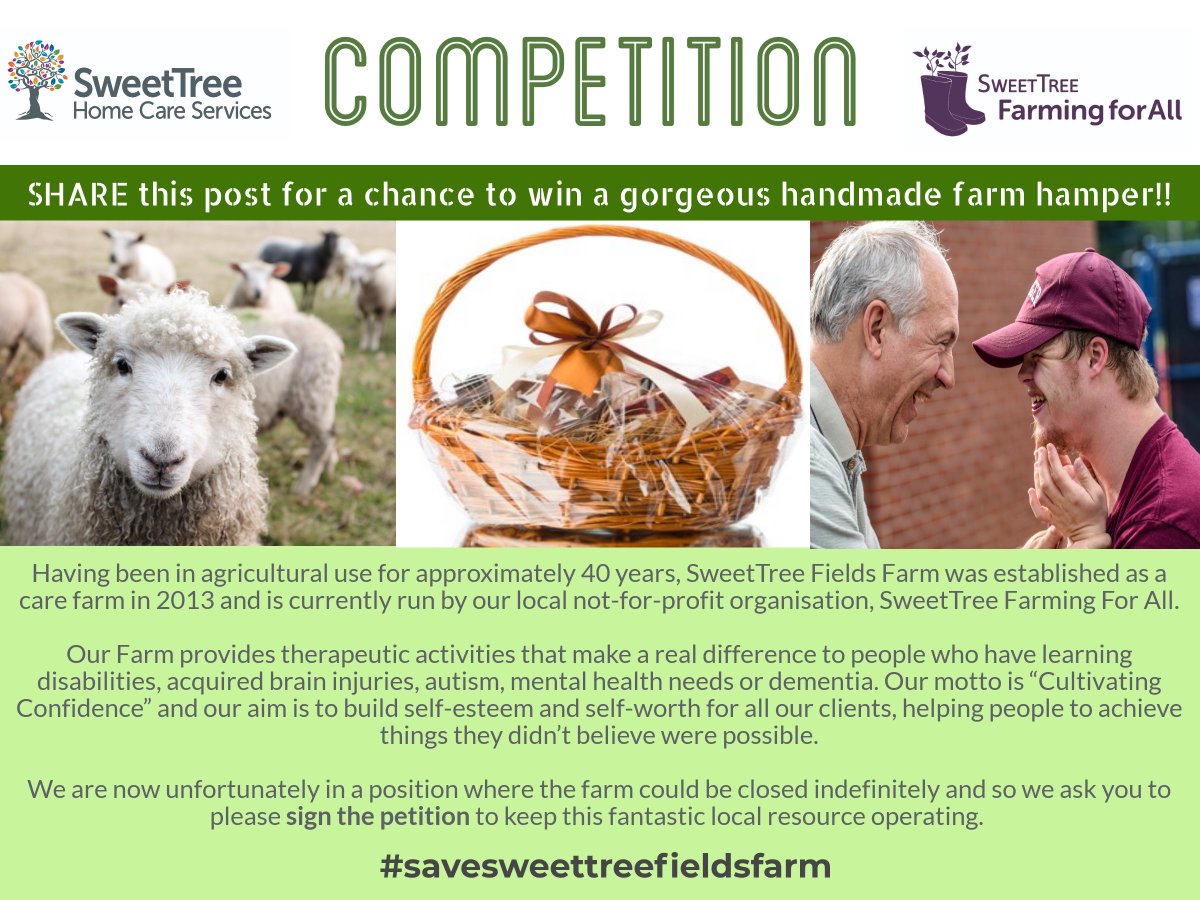 SweetTreeHCS's tweet photo. Competition time!! Please RETWEET this post to have a chance to win a beautiful handmade hamper. Please also sign the petition https://t.co/gmSTdO5eX8 to keep our precious farm open. Winner to be announced on Mon 11th March #savesweettreefieldsfarm https://t.co/63mlGGr6fY