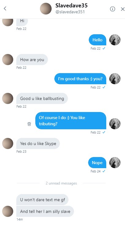 FindomTw's tweet photo. #findomtw 

‘You won’t dare’
@slavedave351

#findom #timewaster https://t.co/LzggPE608W
