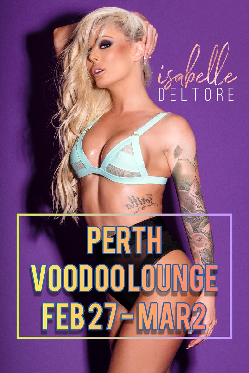 IsabelleDelltor's tweet photo. This Wednesday-Saturday at Voodoo Lounge, Northbridge PERTH!!! My last shows in Perth. Come hang out. #MissNudeWorld https://t.co/ZWSNxpcAhO