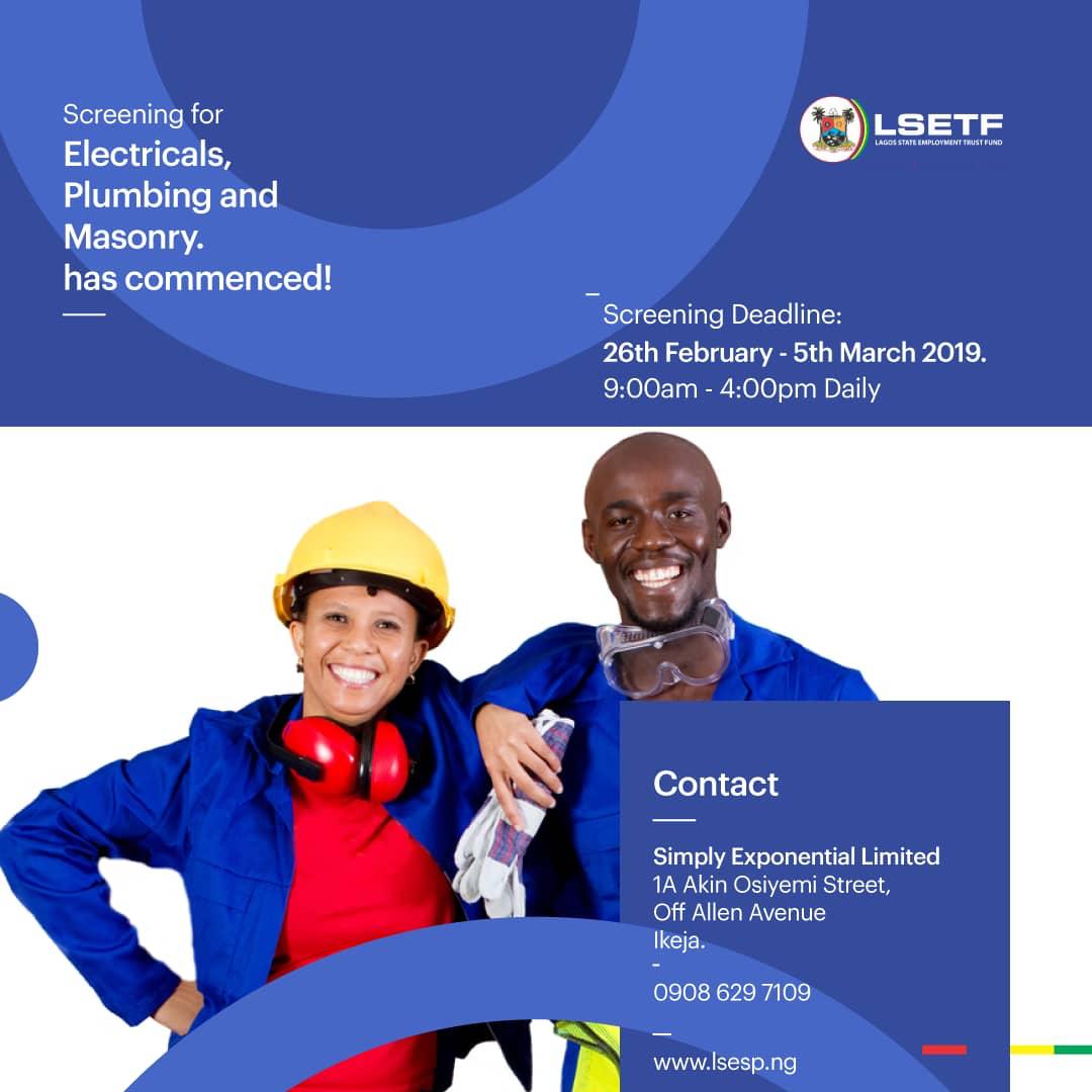 LSETF's tweet photo. We have commenced screening for a new batch of trainings!
Get screened for courses in Electricals, Plumbing, Formwork Carpentry, and Masonry at the Vocational Training Centre nearest to you! Please call 070075757575 for more inquiries.
#EmployabilitySupportProject #Training https://t.co/T6ShFz8kZc