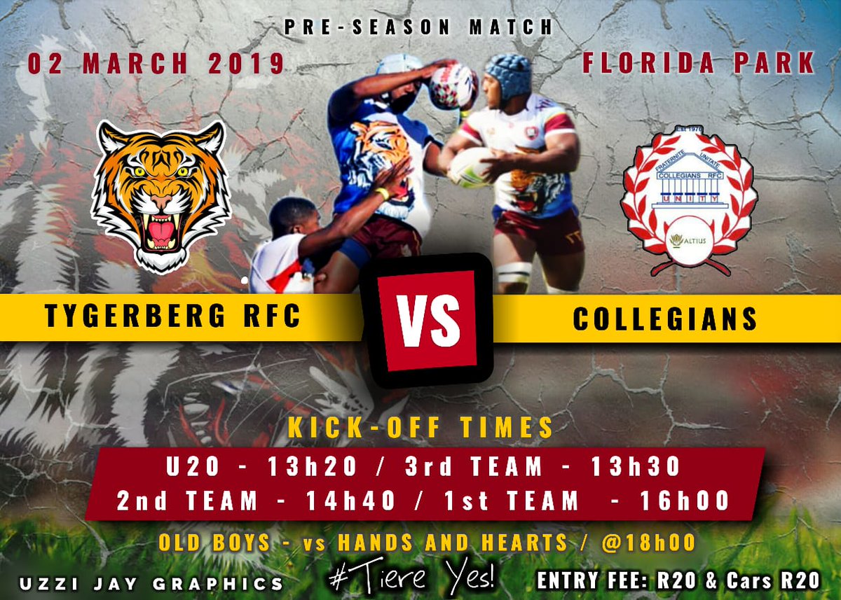 Newsflash - Pre Season 2019 Kicks Off. Tygerberg RFC vs Collegians RFC - 2 March 2019 - Florida Park <a href="/wpclubrugby/">WP Club Rugby</a> <a href="/CollegiansRFC/">Collegians RFC Cape Town</a> #WeGoAgain #WeAreTiere #TiereYes