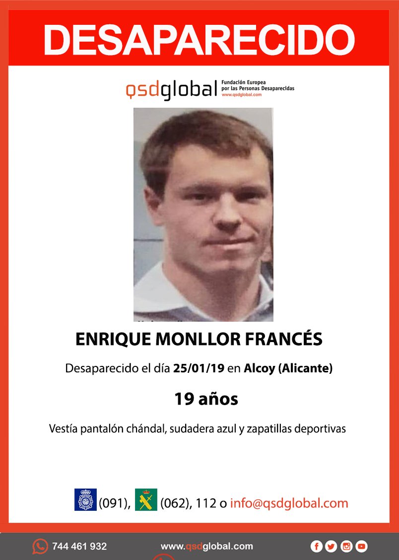 QSDglobal's tweet image. ➡️Hoy se cumple 1 mes de la #desaparición de ENRIQUE MONLLOR  #desaparecido el 25/02/2019 en #Alcoy #Alicante  #todoytodosporencontrarlo