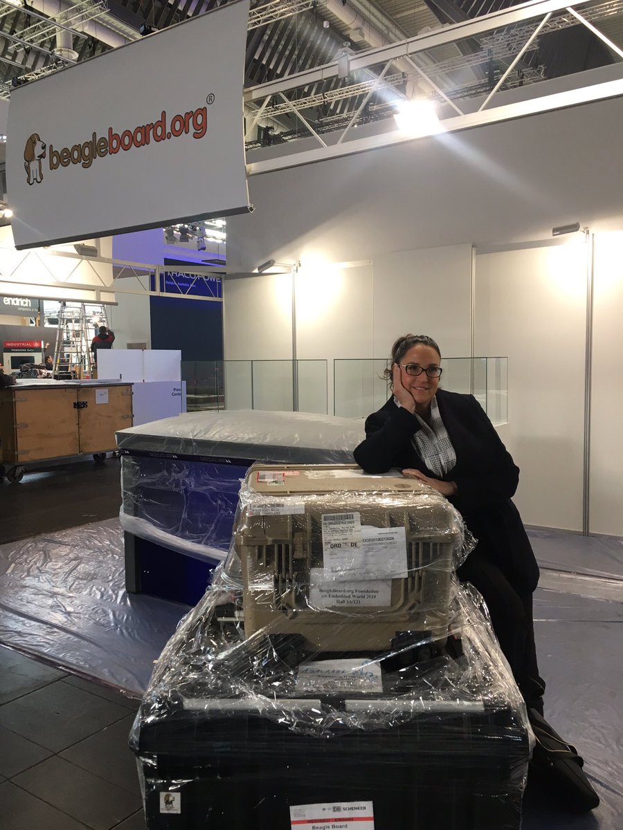 univcathy's tweet image. Setting up for a great @embedded_world with @christilongosm @beagleboardorg excited to show new #beaglebone demos this year. Come by 2/26-28. booth 3A-121.